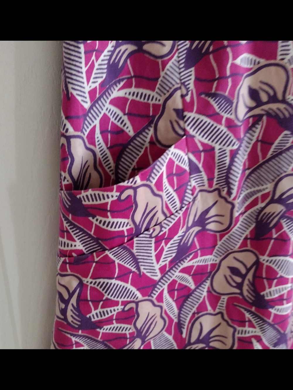 Club Monaco Pink and Purple Floral Dress with Navy Crochet Collar - Picture 6 of 9